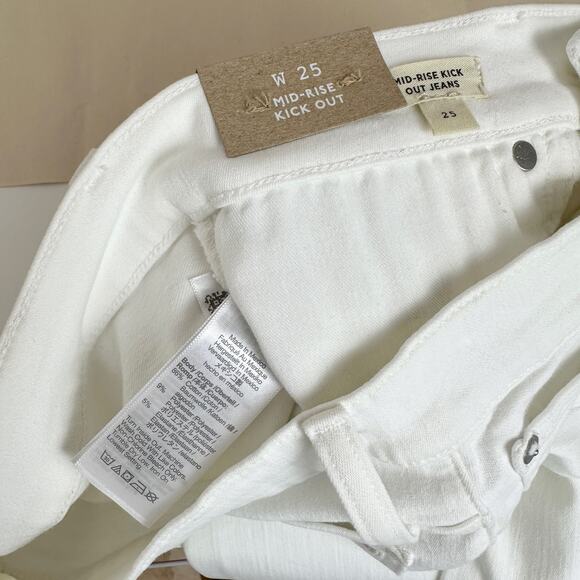 Madewell Kick Out Crop Jeans Pure White Stretch Mid Rise Flare NI961 US 25 NWT - Picture 11 of 16